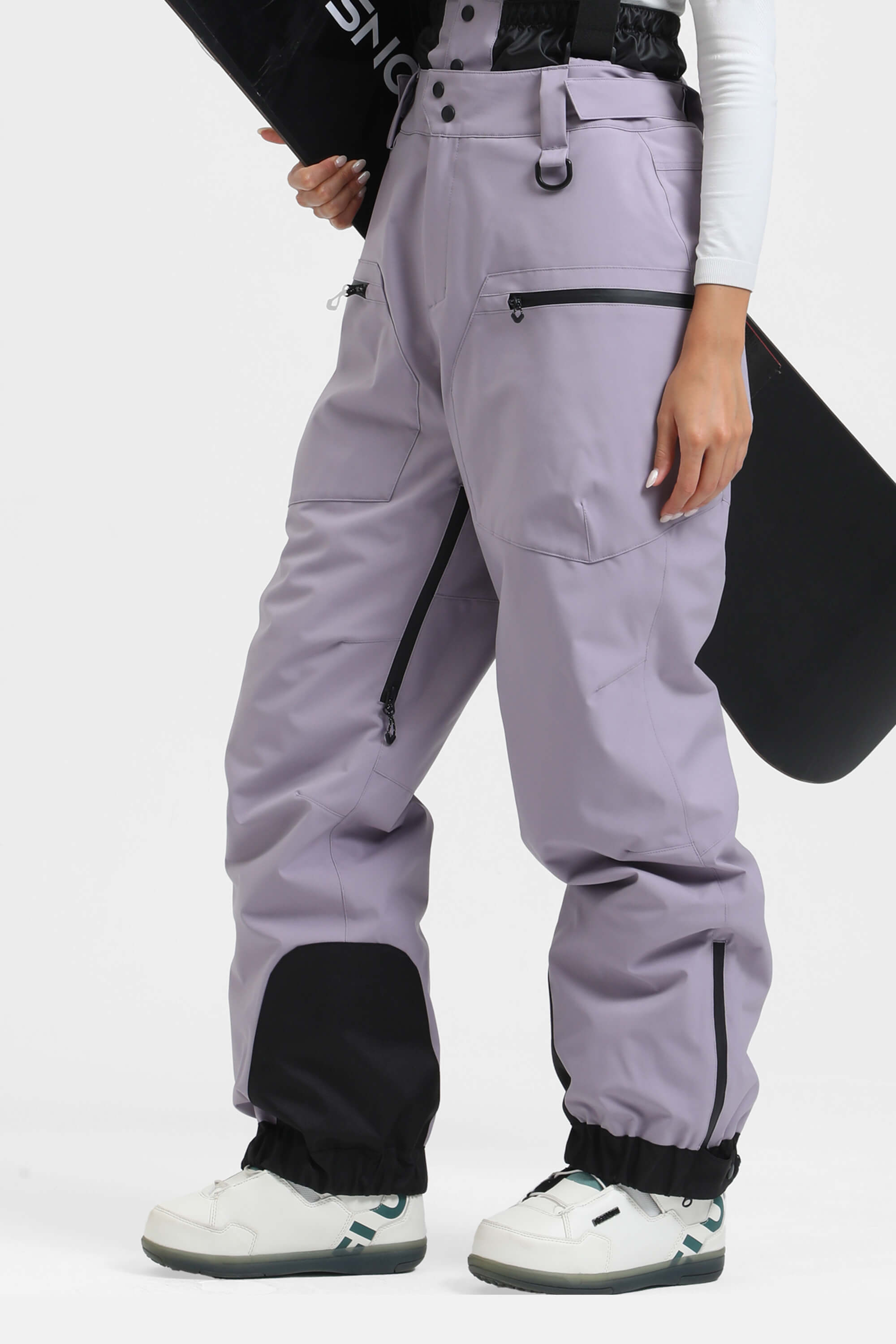 Women's Lavender Insulated Baggy Snow Pants With Detachable