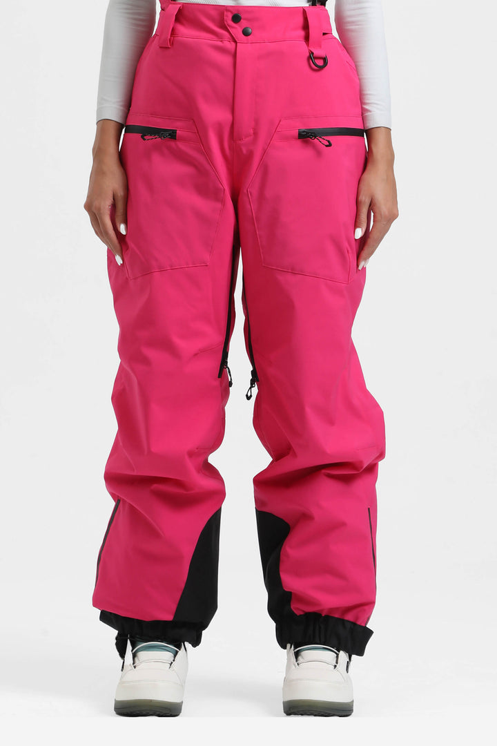 Kaffeefarbene isolierte Baggy-Schneehose für Damen mit abnehmbaren Hosenträgern 