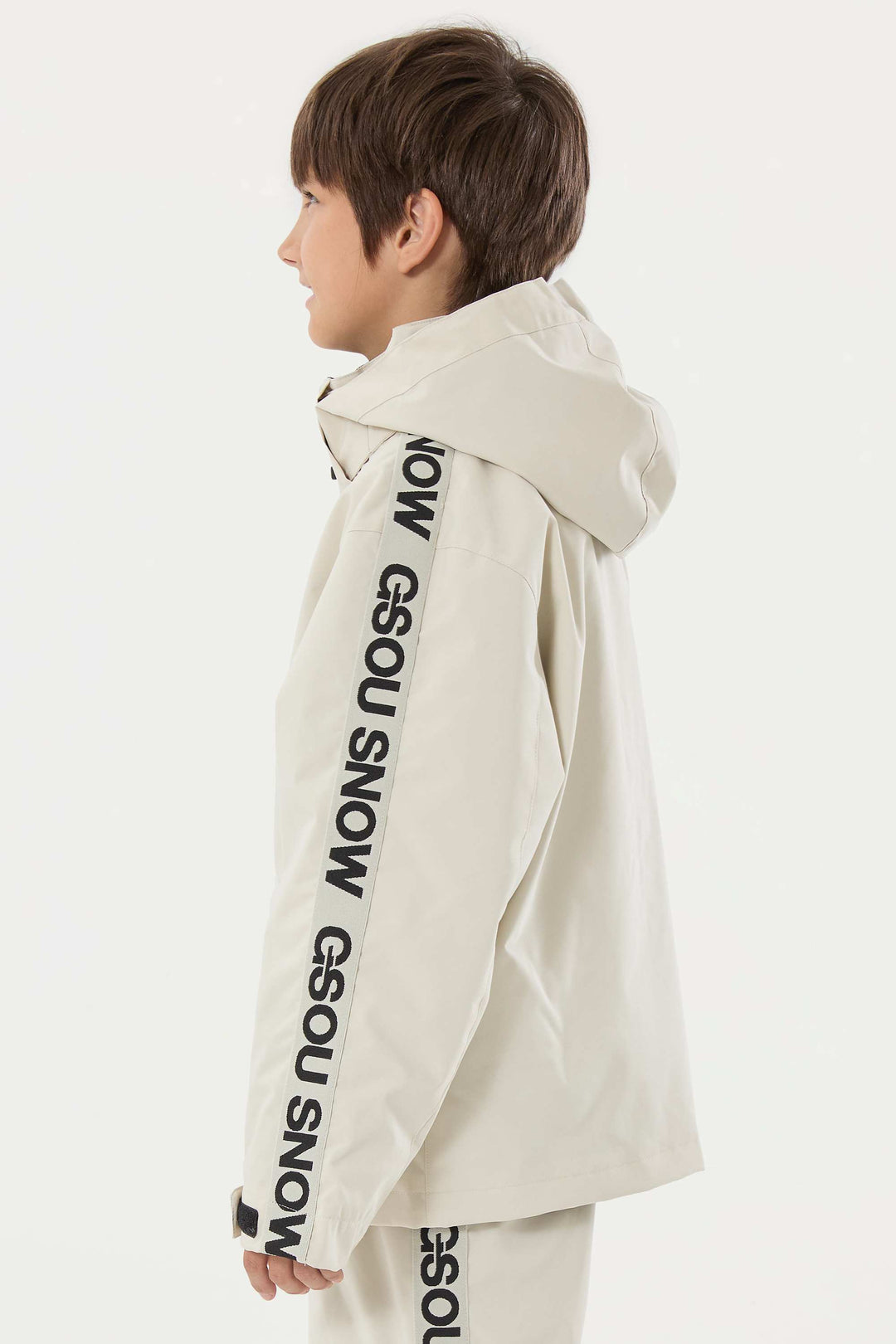 Off-White Sportliche wasserdichte, isolierte Schneejacke für Kinder mit Logoband 