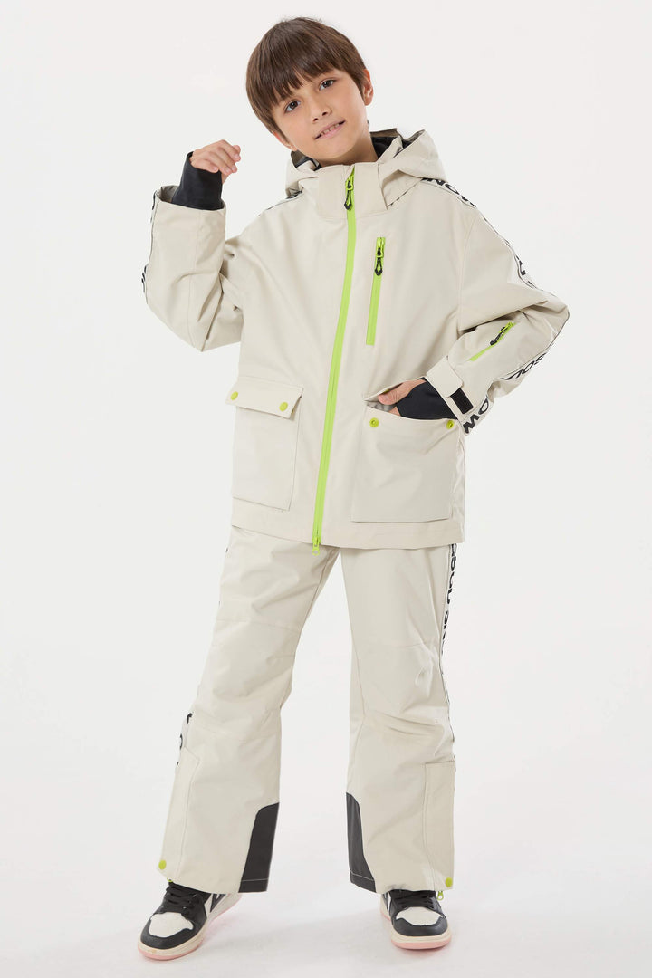 Off-White Sportliche wasserdichte, isolierte Schneejacke für Kinder mit Logoband 
