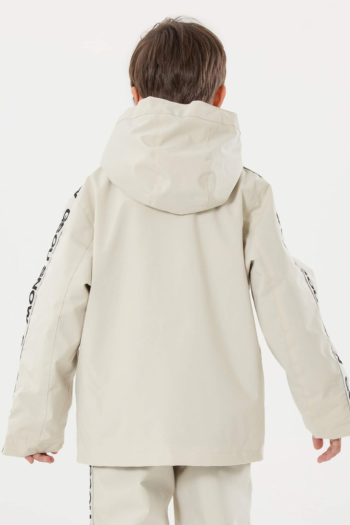 Off-White Sportliche wasserdichte, isolierte Schneejacke für Kinder mit Logoband 