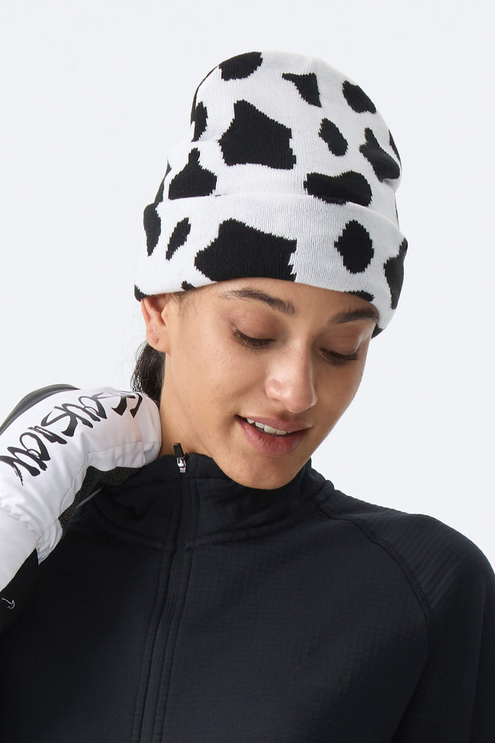 Unisex Cow Print Cuffed Beanie