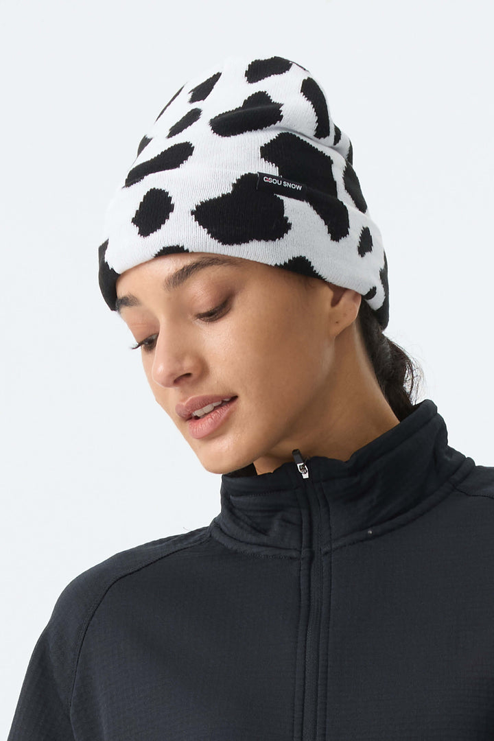 Unisex Cow Print Cuffed Beanie