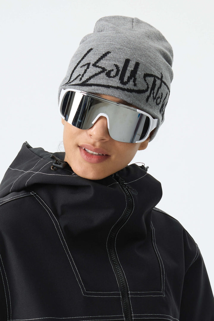 Unisex Dark Gray Logo Cuffless Lightweight Beanie