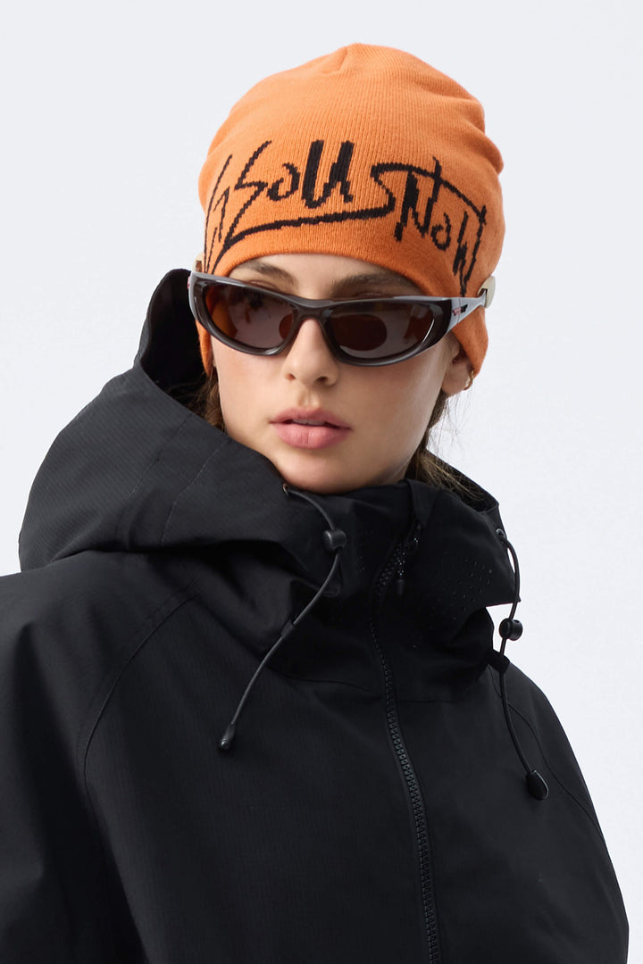 Unisex Orange Logo Cuffless Lightweight Beanie