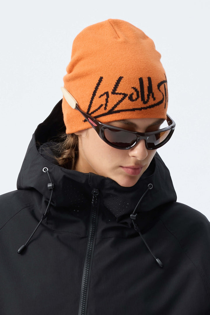 Unisex Orange Logo Cuffless Lightweight Beanie