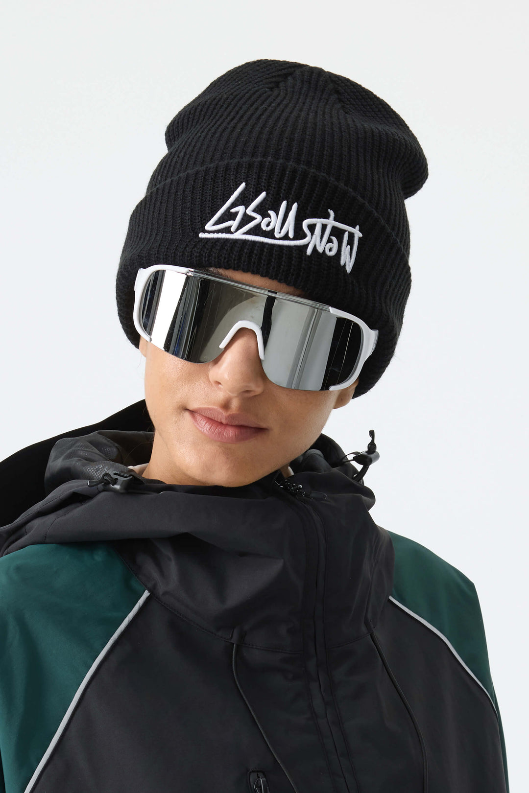 Unisex Khaki Embroidered Cuffed Beanie