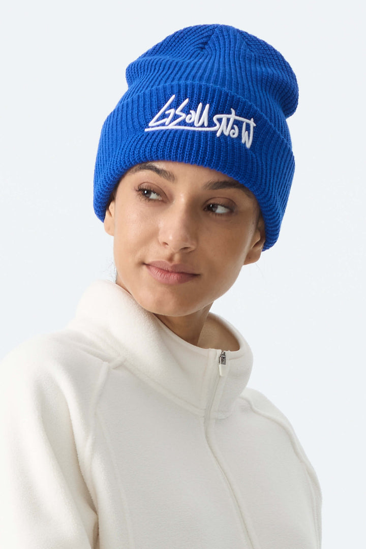 Unisex Khaki Embroidered Cuffed Beanie