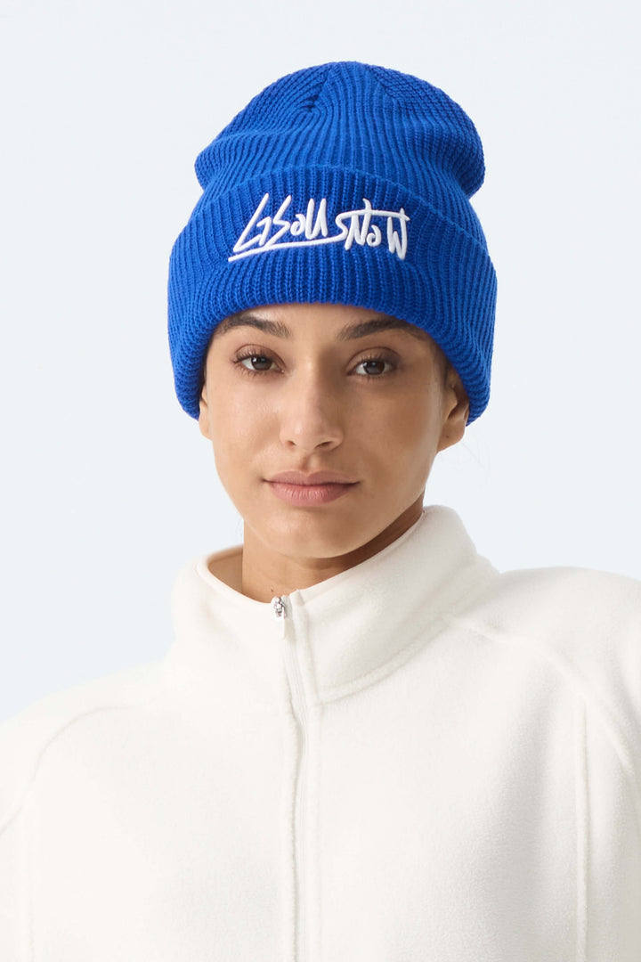 Unisex Khaki Embroidered Cuffed Beanie