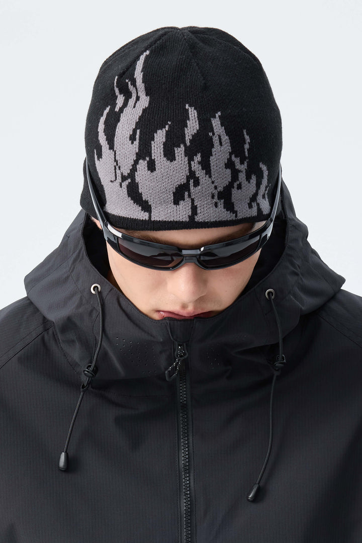 Unisex Pink Flame Cuffless Breathable Beanie