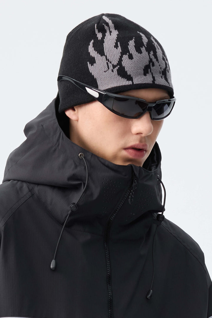 Unisex Black Flame Cuffless Breathable Beanie