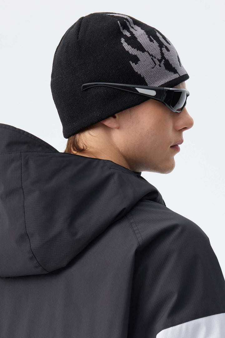 Unisex Black Flame Cuffless Breathable Beanie