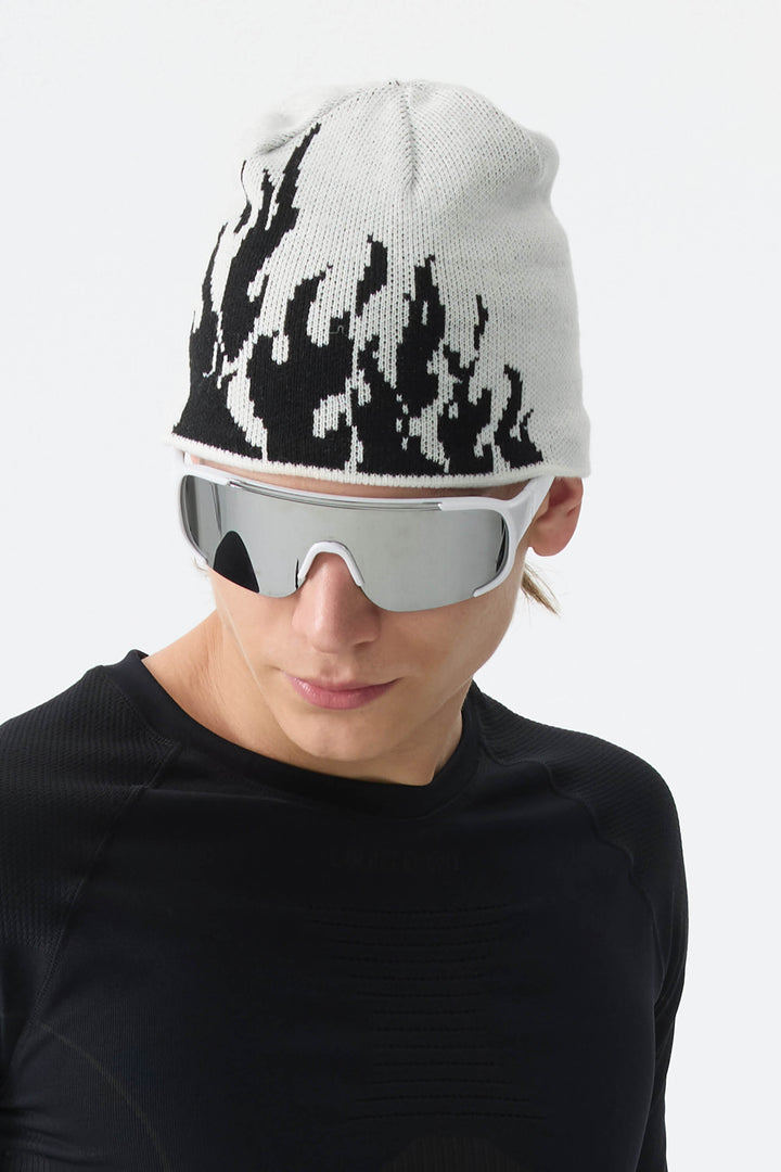 Unisex Black Flame Cuffless Breathable Beanie