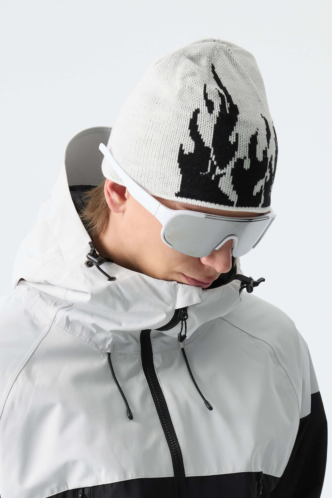 Unisex Light Gray Flame Cuffless Breathable Beanie