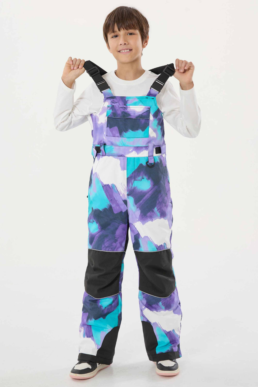 Lila Batik-Schneelatzhose für Jungen, reflektierend, strapazierfähig