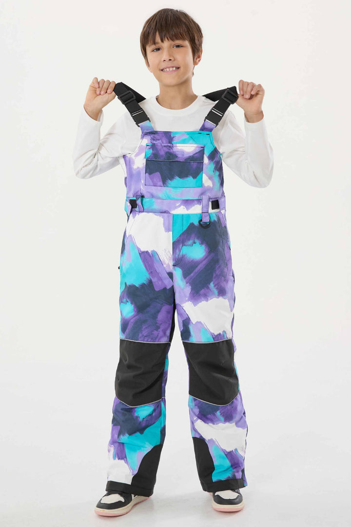 Lila Batik-Schneelatzhose für Jungen, reflektierend, strapazierfähig