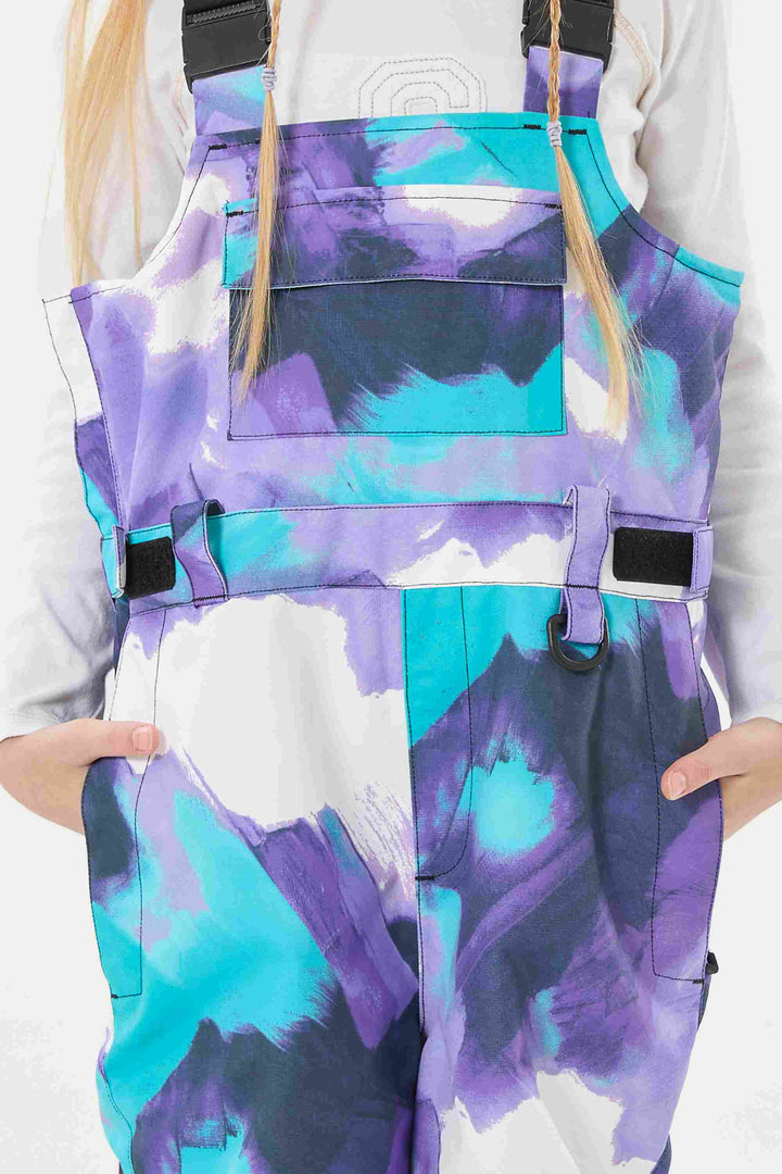 Lavendelfarbene reflektierende, strapazierfähige Arbeitskleidungs-Schneelatzhose für Mädchen 