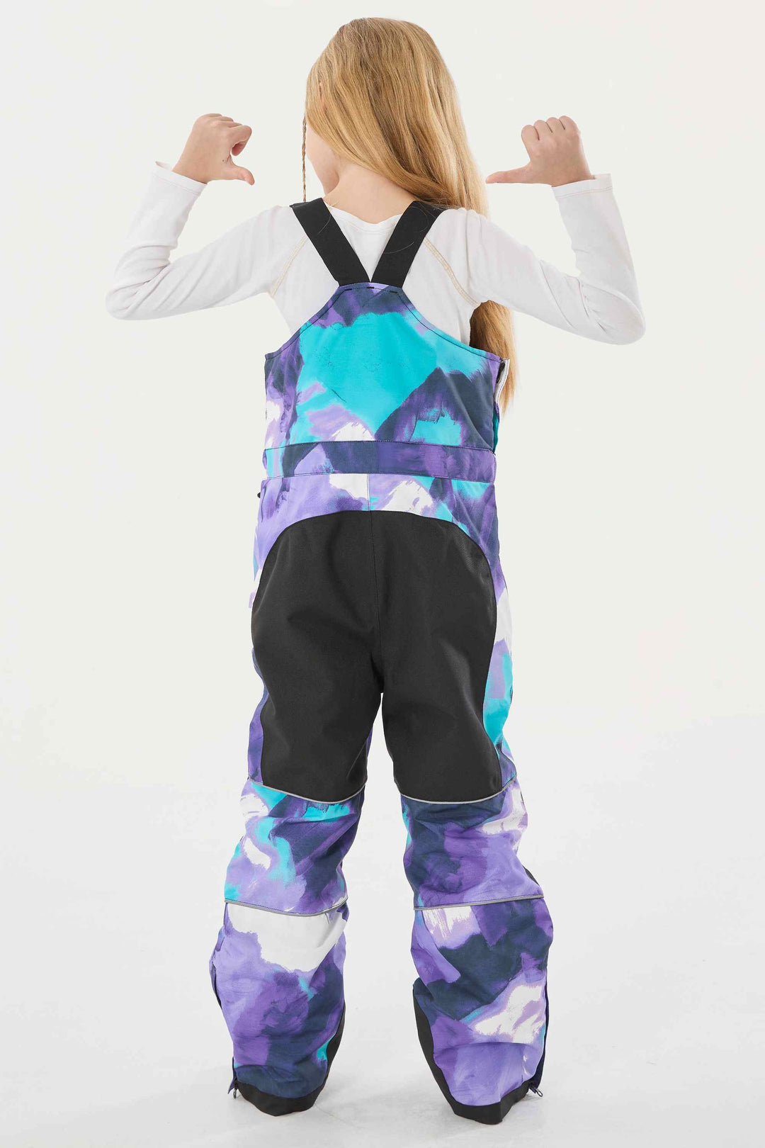 Lavendelfarbene reflektierende, strapazierfähige Arbeitskleidungs-Schneelatzhose für Mädchen 