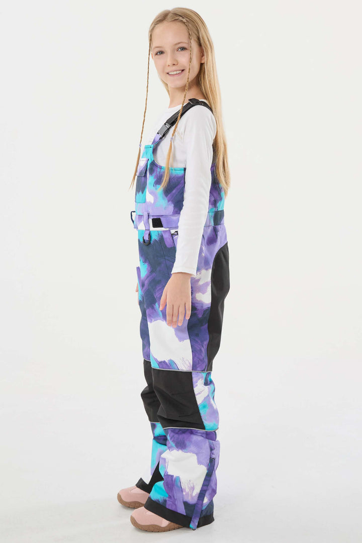 Lavendelfarbene reflektierende, strapazierfähige Arbeitskleidungs-Schneelatzhose für Mädchen 