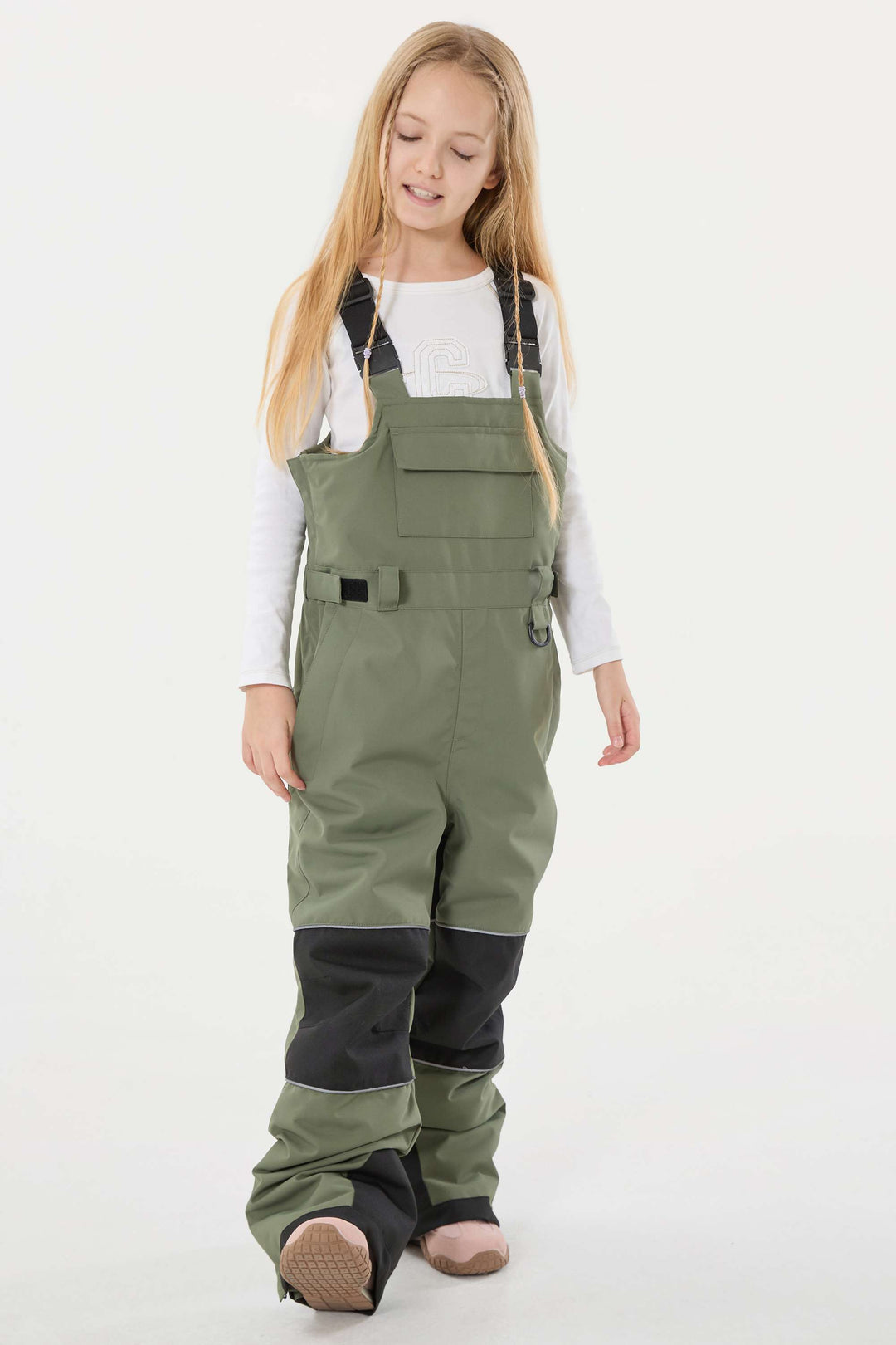 Lavendelfarbene reflektierende, strapazierfähige Arbeitskleidungs-Schneelatzhose für Mädchen 