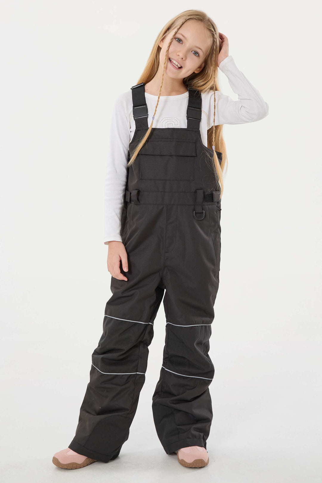 Lavendelfarbene reflektierende, strapazierfähige Arbeitskleidungs-Schneelatzhose für Mädchen 