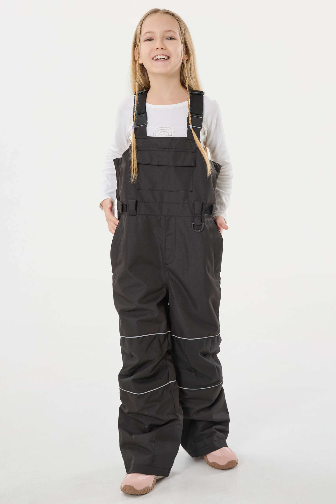 Lavendelfarbene reflektierende, strapazierfähige Arbeitskleidungs-Schneelatzhose für Mädchen 