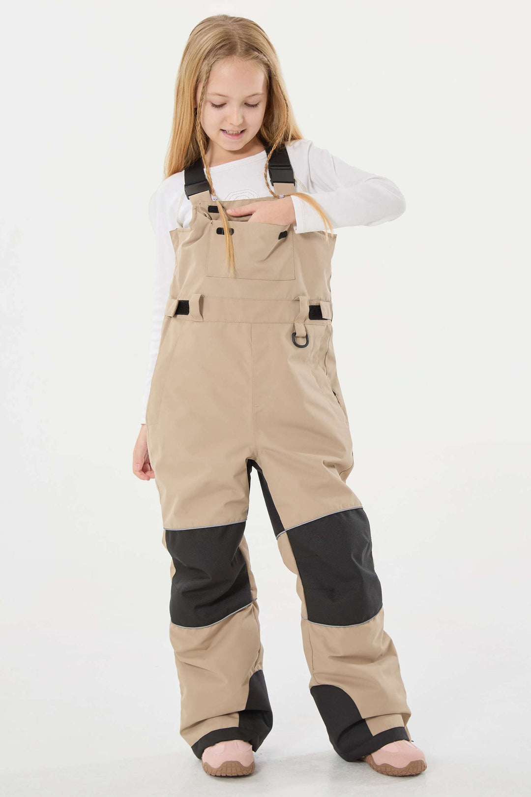 Lavendelfarbene reflektierende, strapazierfähige Arbeitskleidungs-Schneelatzhose für Mädchen 