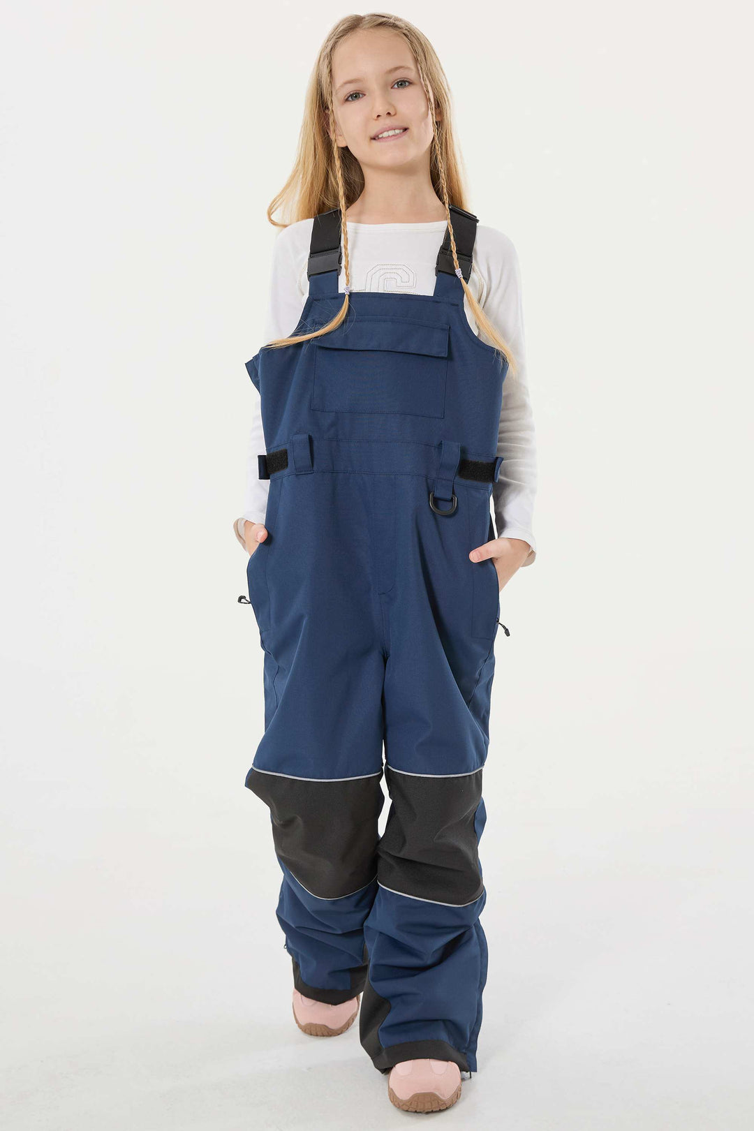 Lavendelfarbene reflektierende, strapazierfähige Arbeitskleidungs-Schneelatzhose für Mädchen 