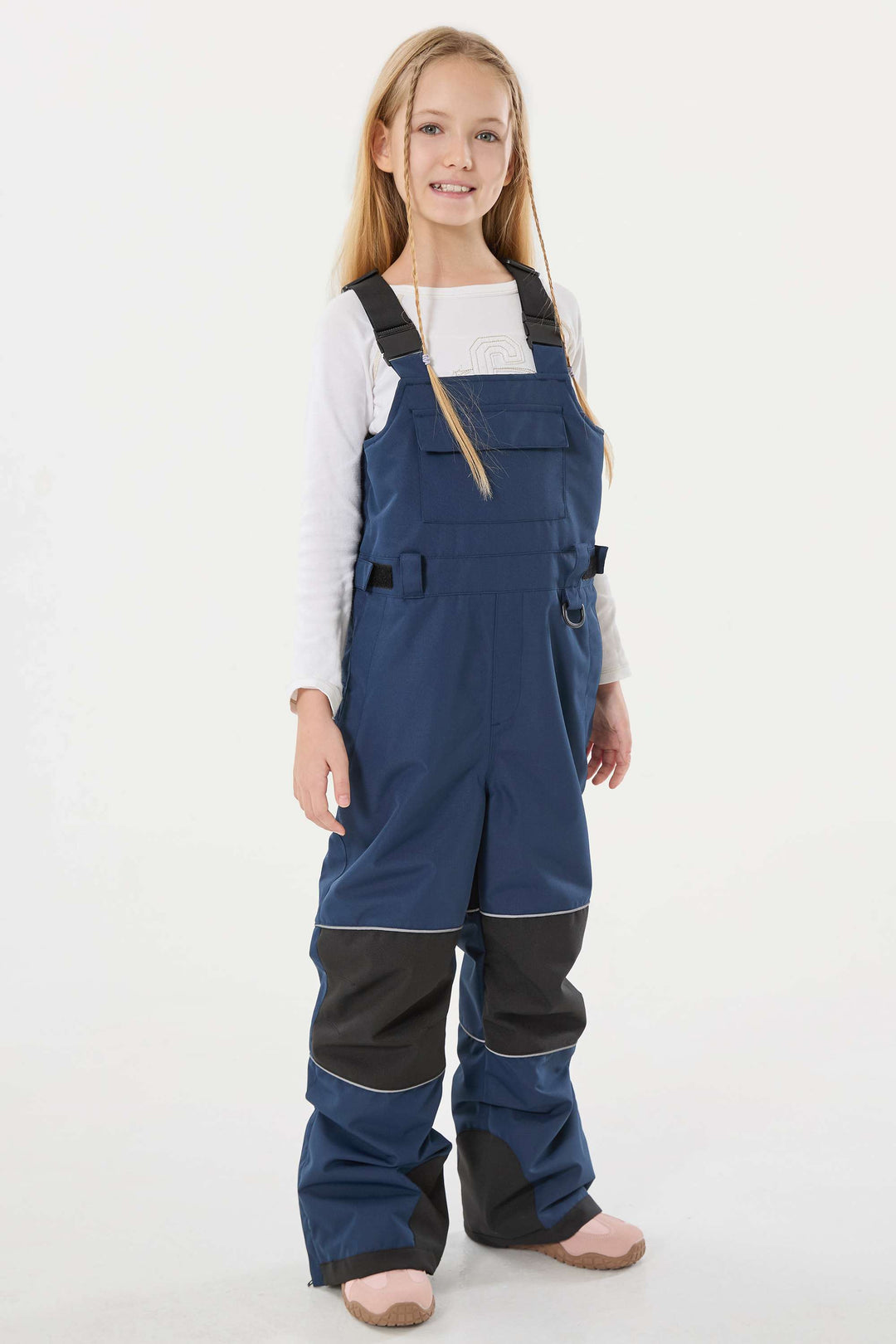 Lavendelfarbene reflektierende, strapazierfähige Arbeitskleidungs-Schneelatzhose für Mädchen 