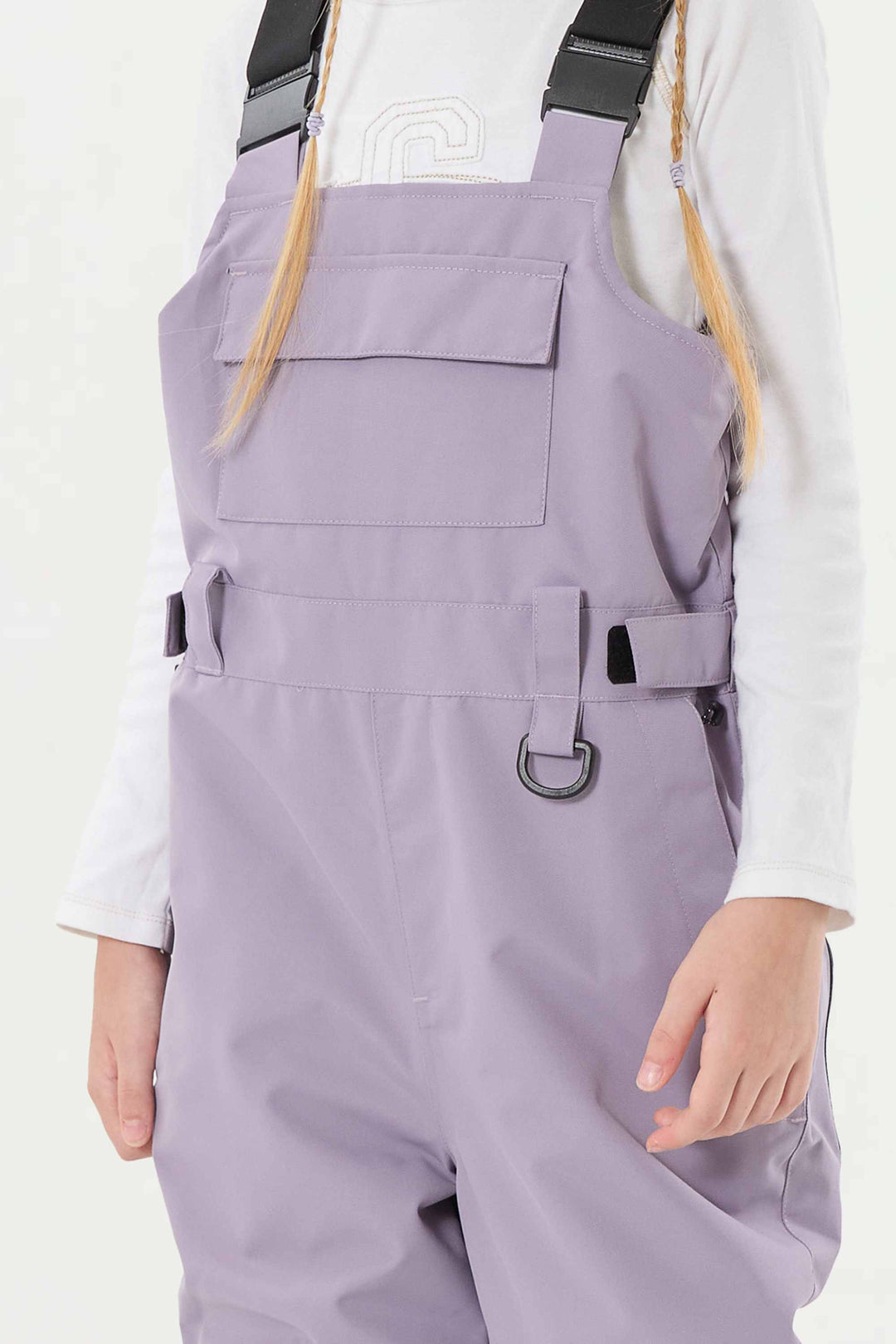 Lavendelfarbene reflektierende, strapazierfähige Arbeitskleidungs-Schneelatzhose für Mädchen 