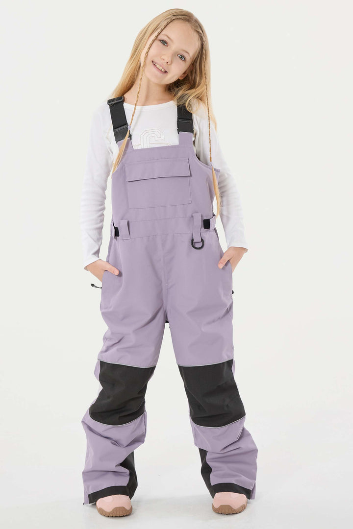 Lavendelfarbene reflektierende, strapazierfähige Arbeitskleidungs-Schneelatzhose für Mädchen 