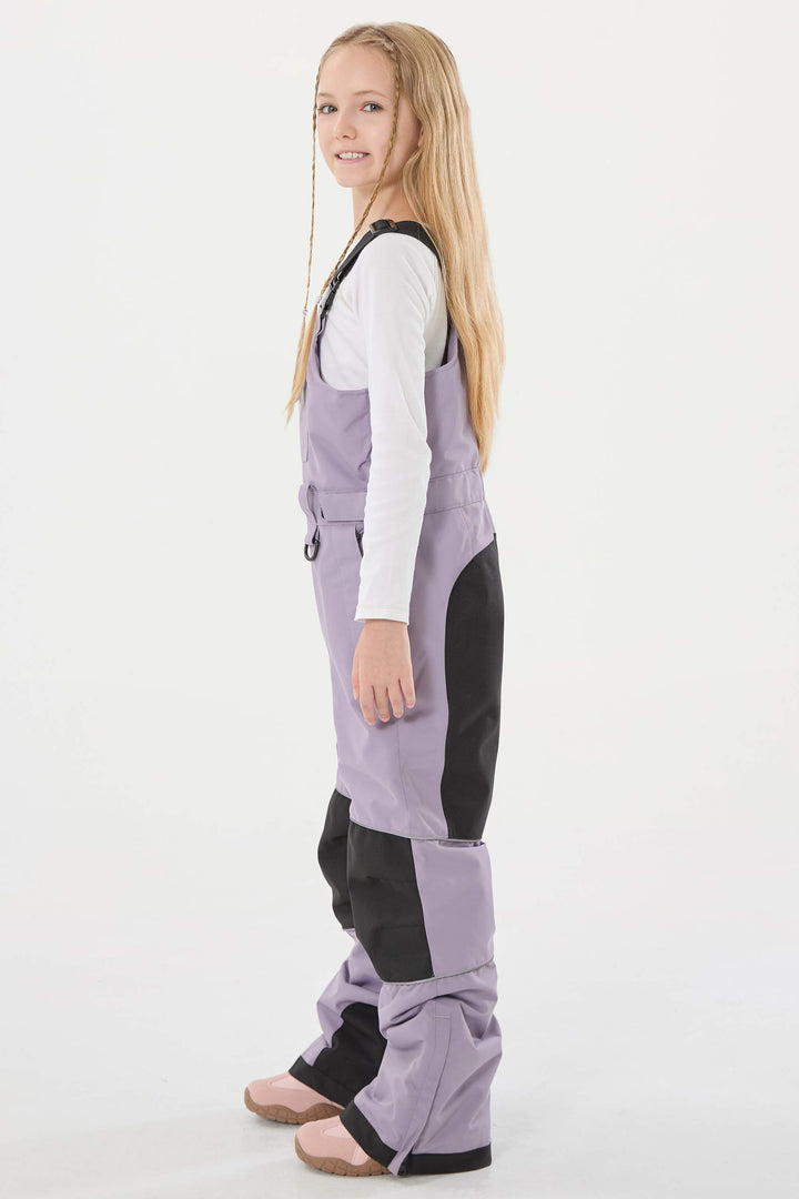 Lavendelfarbene reflektierende, strapazierfähige Arbeitskleidungs-Schneelatzhose für Mädchen 