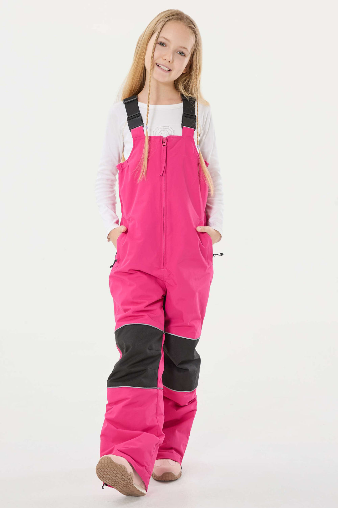 Lavendelfarbene reflektierende, strapazierfähige Arbeitskleidungs-Schneelatzhose für Mädchen 