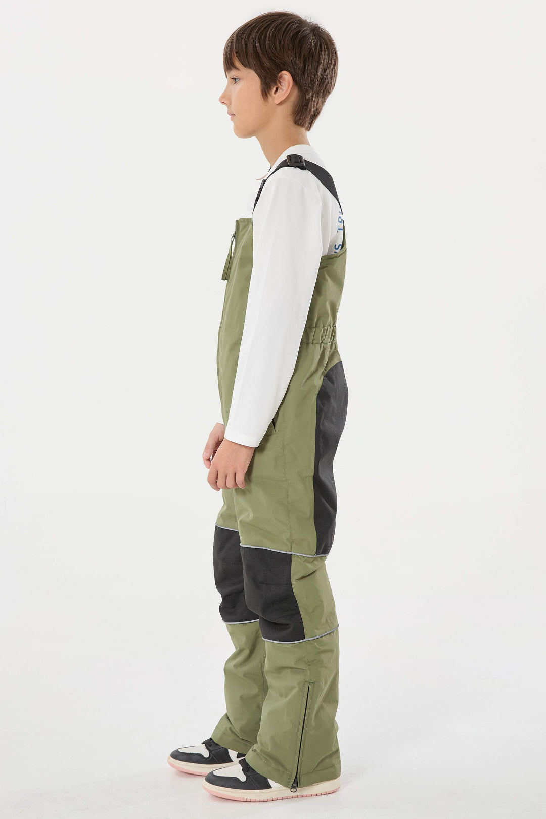 Wasserdichte, reflektierende und strapazierfähige Schneelatzhose für Jungen in Off-White 