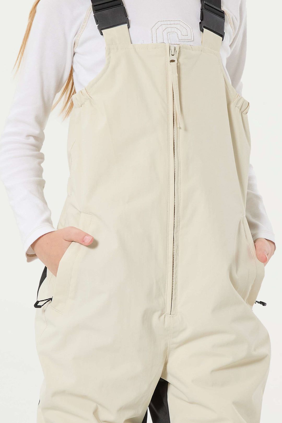 Wasserdichte, reflektierende und strapazierfähige Schneelatzhose für Mädchen in Off-White 