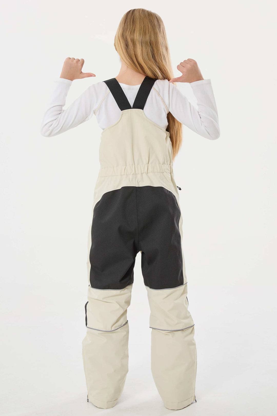 Wasserdichte, reflektierende und strapazierfähige Schneelatzhose für Mädchen in Off-White 