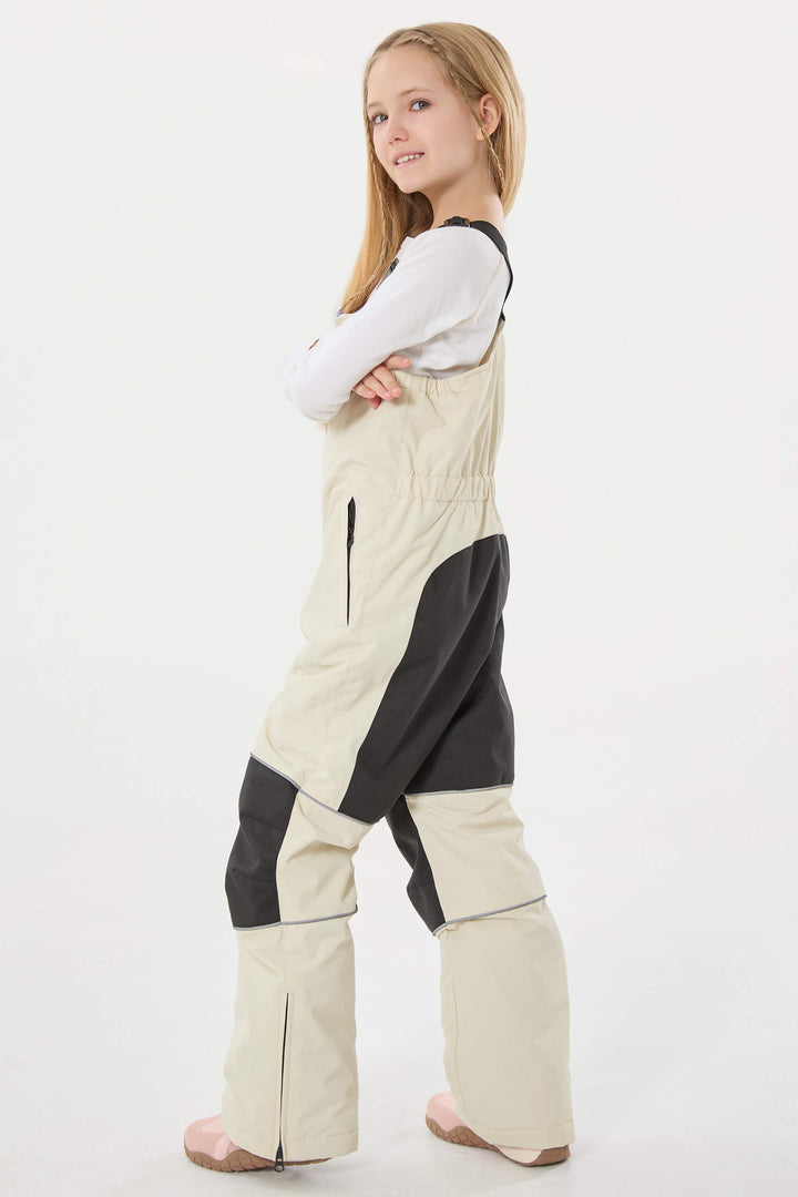 Wasserdichte, reflektierende und strapazierfähige Schneelatzhose für Mädchen in Off-White 