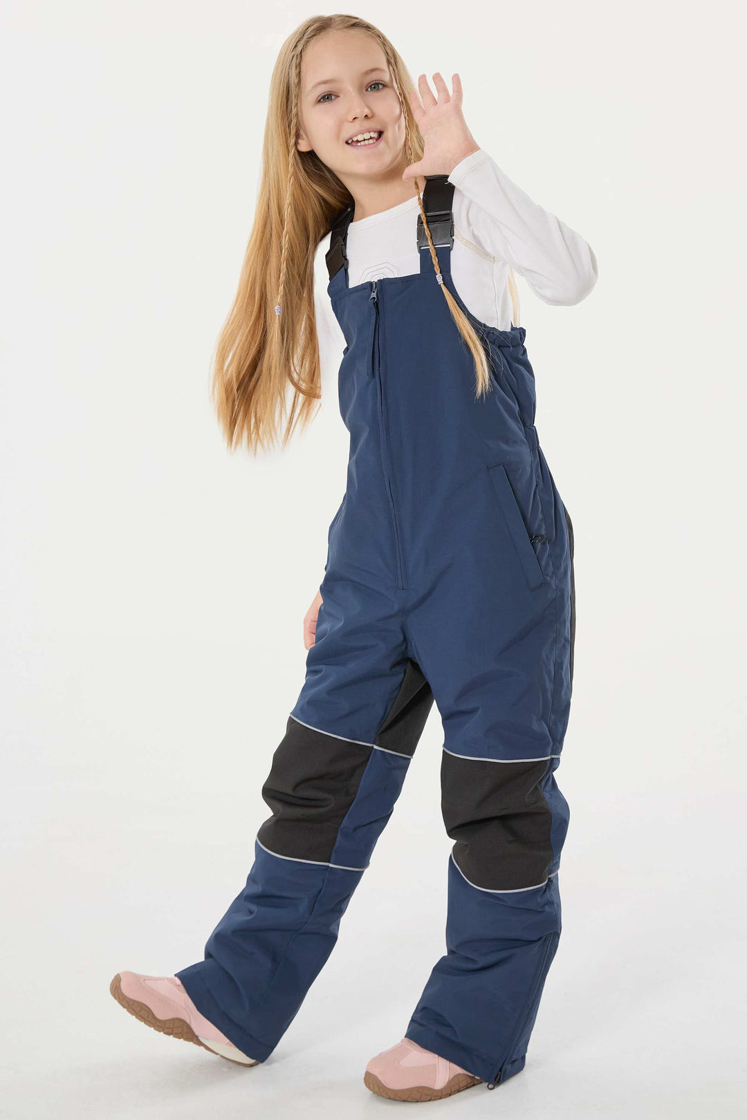 Wasserdichte, reflektierende und strapazierfähige Schneelatzhose für Mädchen in Off-White 