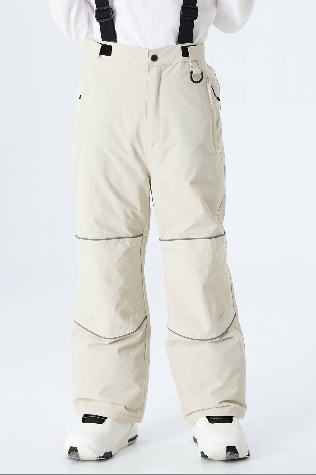 Boys' Off White Reflective Piping Insulated Snow Pants