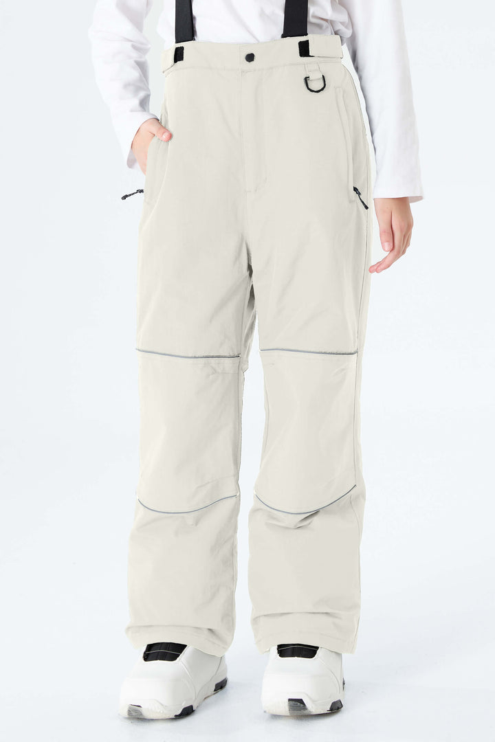 Girls' Black Reflective Piping Insulated Snow Pants