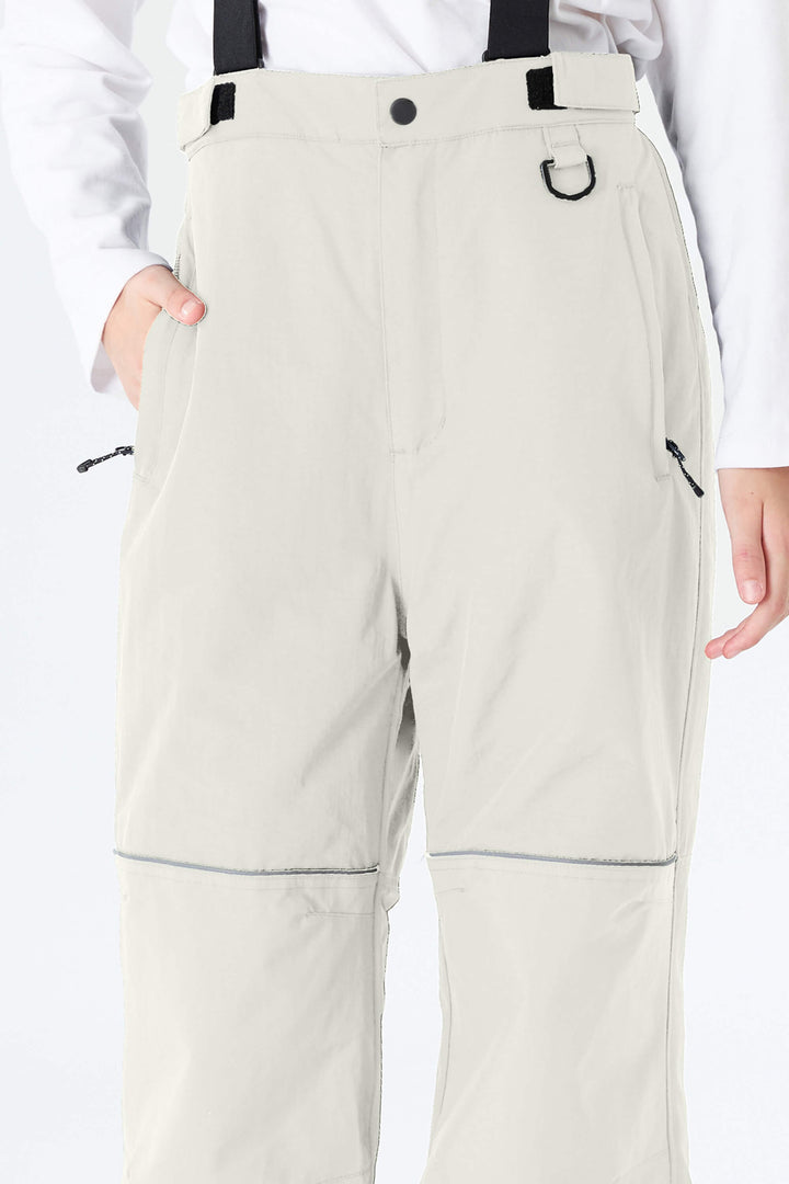 Girls' Off White Reflective Piping Insulated Snow Pants