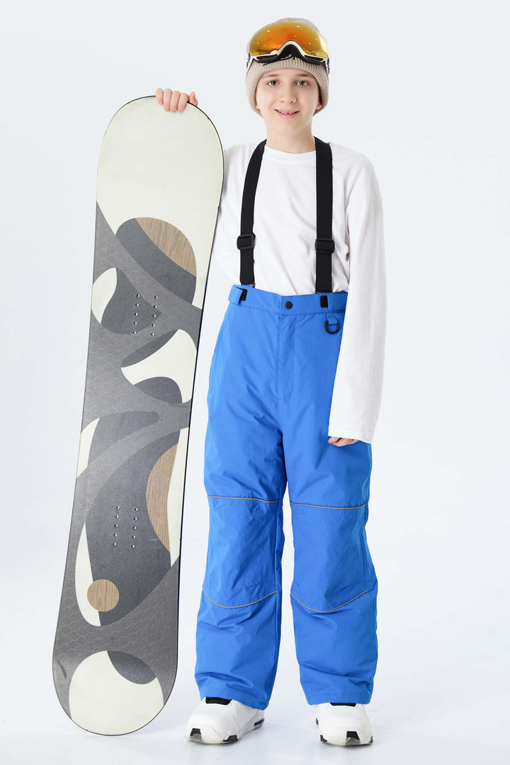 Boys' Off White Reflective Piping Insulated Snow Pants