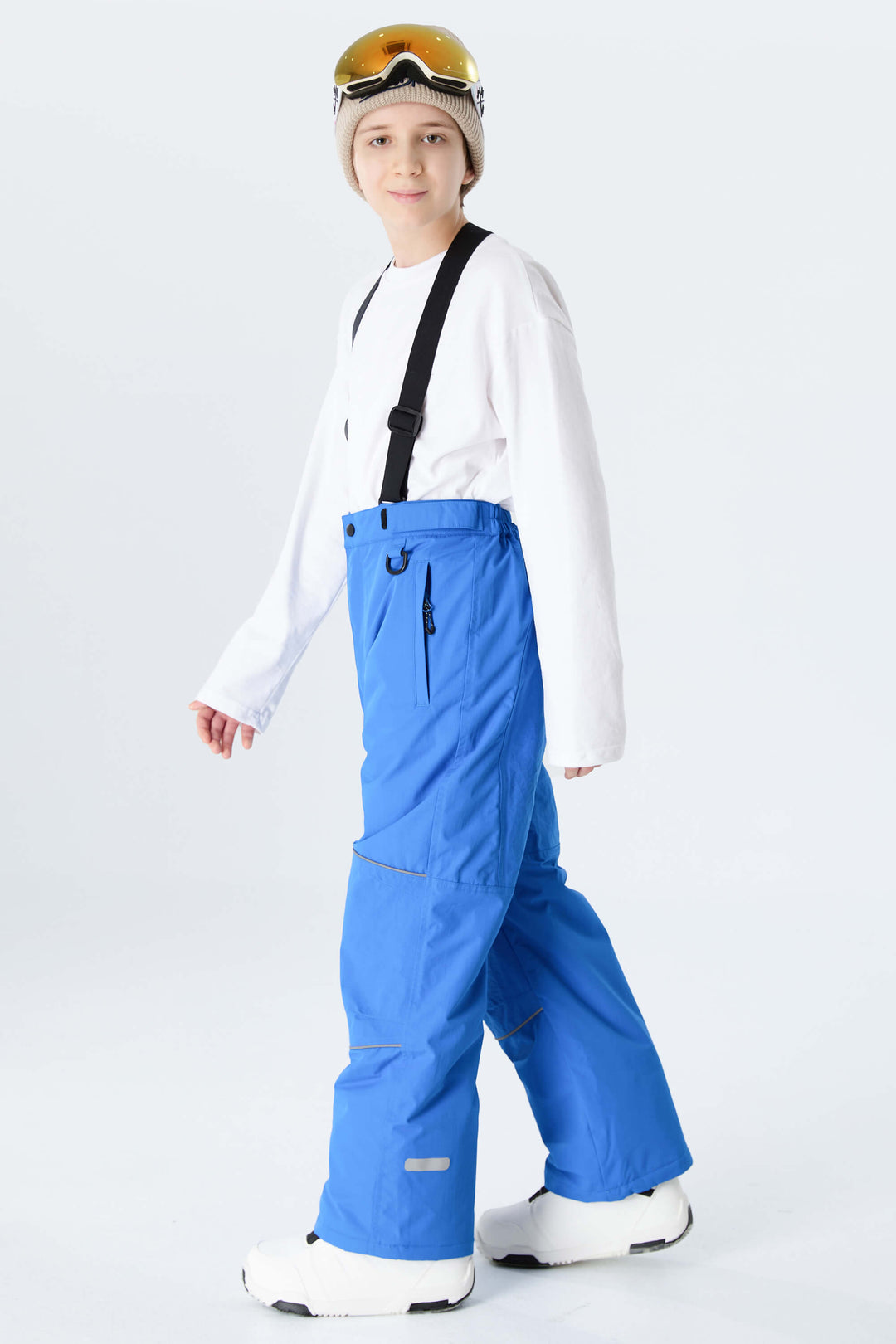 Boys' Off White Reflective Piping Insulated Snow Pants