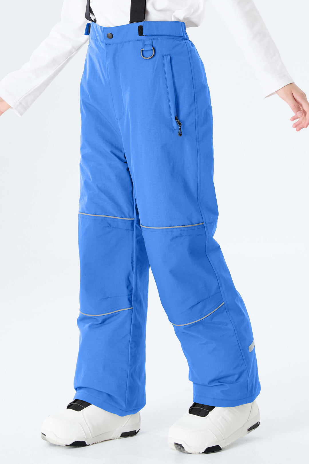 Girls' Black Reflective Piping Insulated Snow Pants