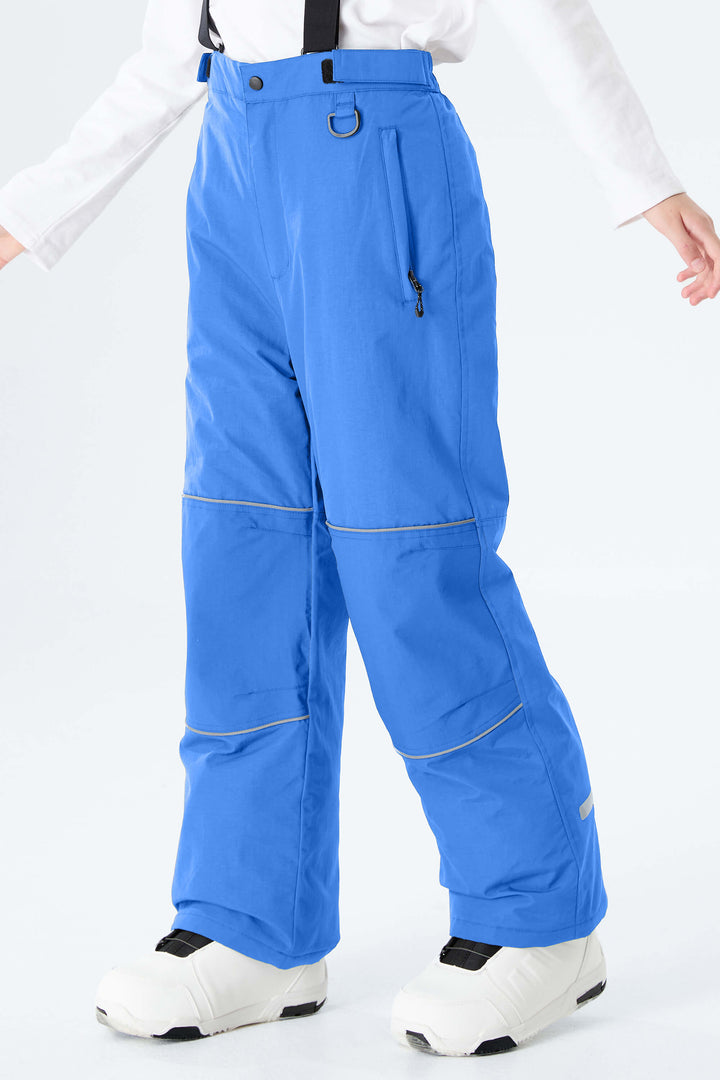 Girls' Black Reflective Piping Insulated Snow Pants
