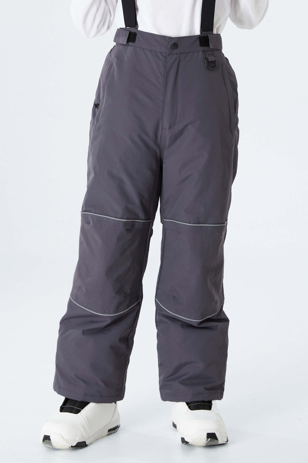 Boys' Off White Reflective Piping Insulated Snow Pants