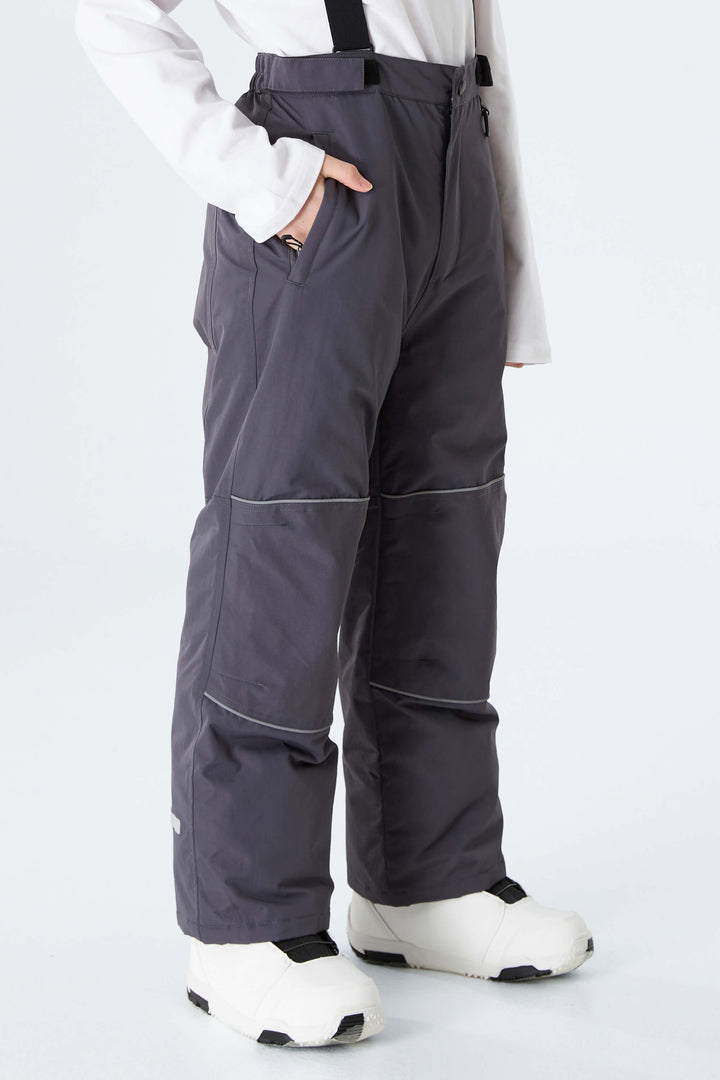 Boys' Off White Reflective Piping Insulated Snow Pants