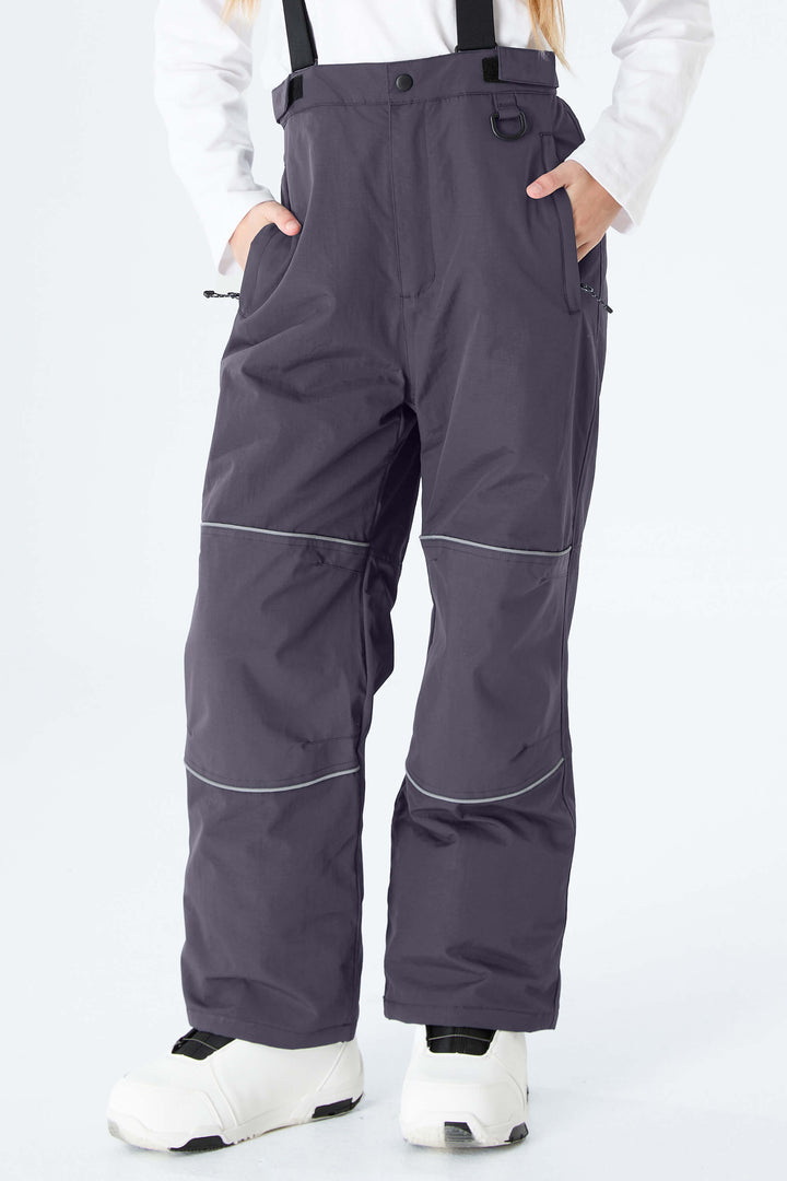 Girls' Black Reflective Piping Insulated Snow Pants