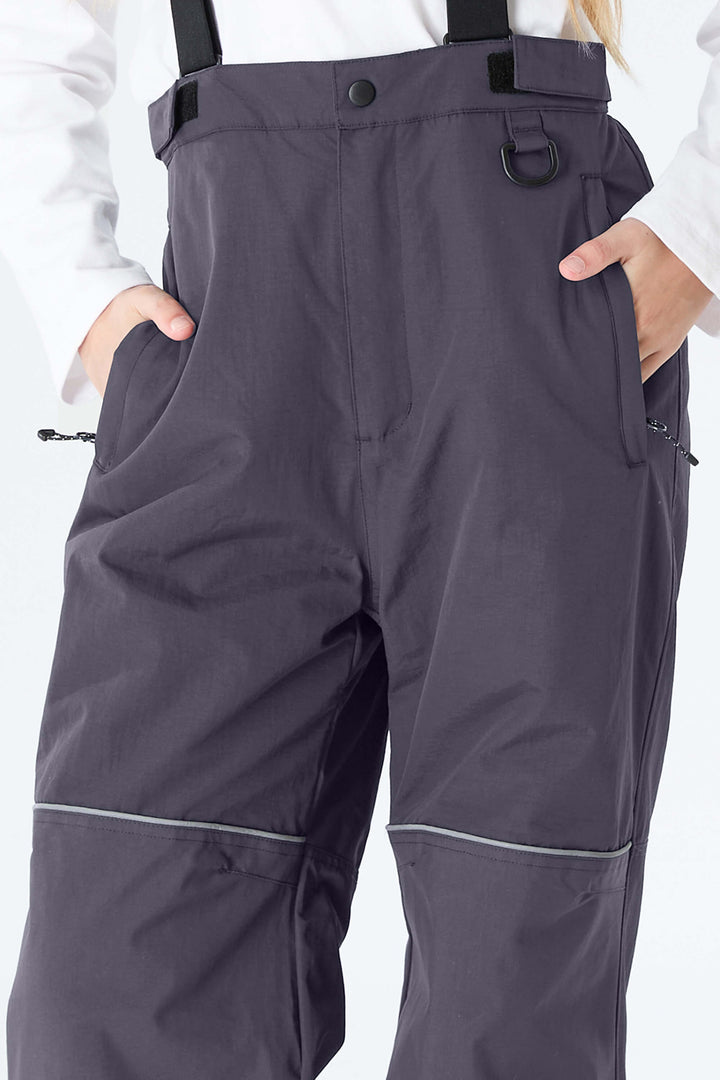 Girls' Gray Reflective Piping Insulated Snow Pants