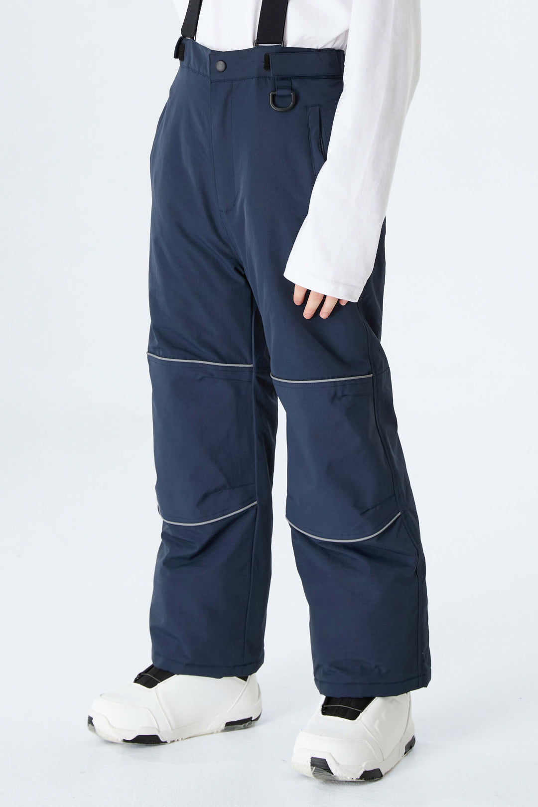Boys' Off White Reflective Piping Insulated Snow Pants